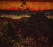 konrad magi Landscape with red cloud Sweden oil painting artist